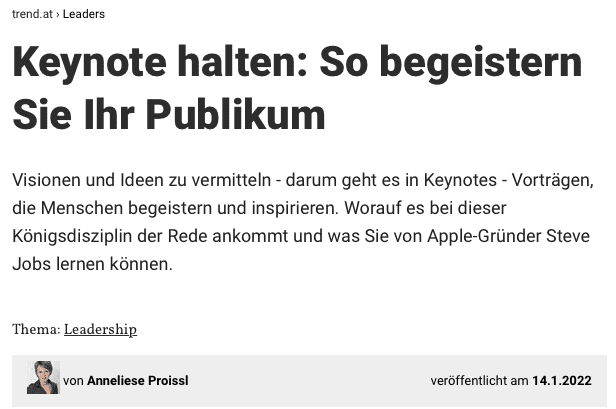 Keynote halten Trend.at