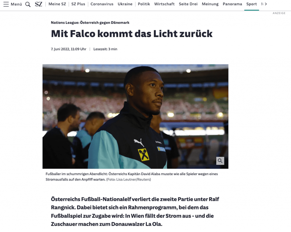 Süddeutsche Zeitung - Mit Falco kommt das Licht zurück